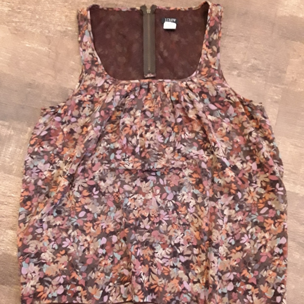 J.CREW silk floral sleeveless tank top blouse women size S